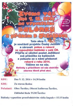 Vypouštění balónků  s přáním k Ježíškovi 2016