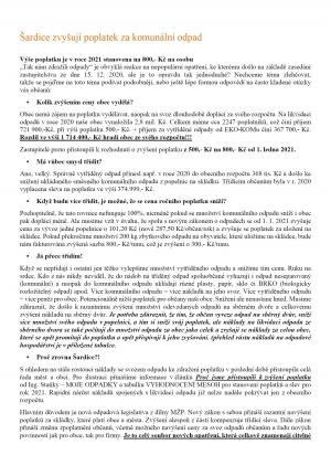 Informace občanům k místnímu poplatku z odpadů pro rok 2021